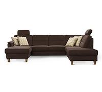 CAVADORE Palera - Divano a forma di U con 2 poggiatesta, 314 x 89 x 212, in microfibra, colore: Marrone