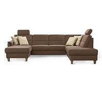 CAVADORE Palera - Divano a forma di U con 2 poggiatesta, 314 x 89 x 212, in microfibra, colore: Marrone chiaro