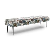 CAVADORE Panca Amba 3 posti per cucina, sala da pranzo o cucina/panchina da cucina adatta per 3 posti Amba / 159 x 52 x 54 / tessuto piatto jacquard: motivo floreale blu