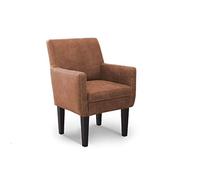 CAVADORE Poltrona a dining Malm/Poltrona imbottita per cucina o sala da pranzo in effetto pelle/con cuciture a contrasto/adatto per set cucina Malm / 66 x 96 x 71 / Microfibra: cognac