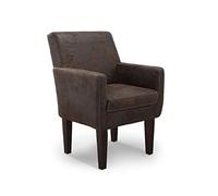 CAVADORE Poltrona a dining Malm/Poltrona imbottita per cucina o sala da pranzo in effetto pelle/con cuciture a contrasto/adatto per set cucina Malm / 66 x 96 x 71 / Microfibra: marrone