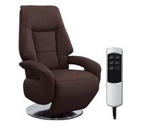 CAVADORE Poltrona in pelle Edimburgo, con funzione relax regolabile elettricamente, 2 motori elettrici, 74 x 114 x 77, in vera pelle, marrone