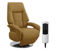 CAVADORE Poltrona in pelle Edimburgo, con funzione relax regolabile elettricamente, 2 motori elettrici, 74 x 114 x 77, in vera pelle, colore: giallo