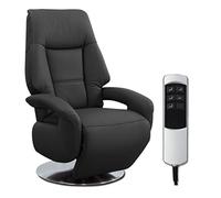 CAVADORE Poltrona in pelle Edimburgo, con funzione relax regolabile elettricamente, 2 motori elettrici, 74 x 114 x 77, in vera pelle, colore: nero