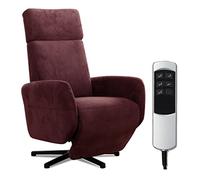 CAVADORE Poltrona per TV Cobra con 2 motori + batteria/poltrona TV con funzione reclinabile/con telecomando/base a stella, portata fino a 130 kg / 71 x 110 x 82 / effetto pelle, colore: rosso