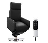 CAVADORE Poltrona per TV Cobra con 2 motori E e ausilio per alzarsi, poltrona elettrica con telecomando, funzione relax, fino a 130 kg, M: 71 x 110 x 82, in vera pelle, colore nero