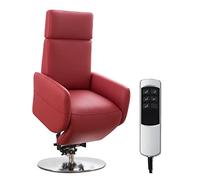 Cavadore Poltrona per TV Cobra con 2 motori E e ausilio per alzarsi, regolabile elettricamente, con telecomando, funzione relax, fino a 130 kg, S: 71 x 108 x 82, vera pelle rossa