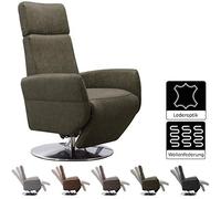 CAVADORE Poltrona per TV Cobra, con funzione sdraio, funzione relax, regolabile, ergonomia L, portata fino a 130 kg, 71 x 112 x 82, effetto pelle, colore: verde oliva