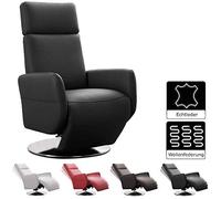 CAVADORE Poltrona per TV Cobra, con funzione sdraio, funzione relax, regolabile, ergonomia S, portata fino a 130 kg, 71 x 108 x 82, in vera pelle, colore nero