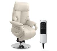 CAVADORE - Poltrona TV Istanbul con ausilio per l'alzata e funzione relax regolabile elettricamente, 2 motori elettrici, 80 x 115 x 79 cm, vera pelle, colore bianco