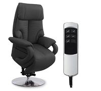 CAVADORE - Poltrona TV Istanbul con ausilio per l'alzata e funzione relax regolabile elettricamente, 2 motori elettrici, 80 x 115 x 79 cm, vera pelle, Nero