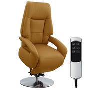 CAVADORE - Sedia in pelle Edimburgh con supporto per alzarsi, funzione relax regolabile elettricamente, 2 motori elettrici, 74 x 114 x 77, in vera pelle, colore: giallo