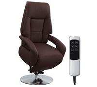 CAVADORE - Sedia in pelle Edinburgh con supporto per alzarsi, funzione relax regolabile elettricamente, 2 motori elettrici, 74 x 114 x 77, in vera pelle, colore: marrone