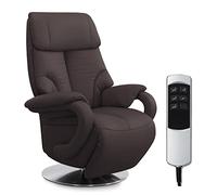 CAVADORE Sedia in pelle Istanbul con funzione relax regolabile elettricamente, 2 motori elettrici, 80 x 115 x 79 cm, in vera pelle, marrone