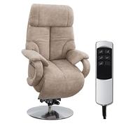 CAVADORE Sedia per TV Istanbul, con supporto per alzarsi e funzione relax regolabile elettricamente, 2 motori elettrici, 80 x 115 x 79, effetto pelle: beige