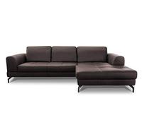 CAVADORE Set in pelle Benda/grande divano angolare con sedia a sdraio XL destra e nucleo a molla, con regolazione della profondità della seduta / 284 x 87 x 175 / vera pelle: marrone
