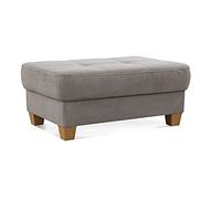 CAVADORE Sgabello Puccino con piedini in legno in stile rustico/sgabello per divano color crema/99 x 45 x 65 cm/microfibra grigio chiaro