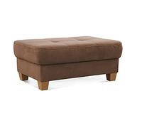 CAVADORE Sgabello Puccino con piedini in legno in stile rustico/sgabello per divano da pranzo / 99 x 45 x 65 cm/microfibra Chocco