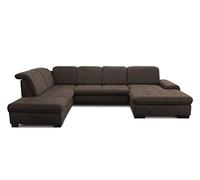 CAVADORE U-Form Lexi con sedia a sdraio XXL/Include letto, cassapanca, spazio di archiviazione e funzione testiera/facile rimozione delle macchie grazie alla Soft Clean / 329 x 82-99 x 224