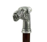 CAVAGNINI Bastone da Passeggio Personalizzato Idea Regalo per Signora Anziana, Elegante e Robusto, Incisione Nome Gratis, Made in Italy, 5 Colori Legno, Lunghezza max 97cm - Cane Fox Terrier