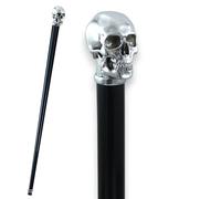 Cavagnini - Bastone da passeggio teschio cranio umano, elegante nero per uomo donna - legno robusto personalizzato - cerimonia sposo - artigianale Italia