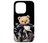 Cavalca con stile con questo costume da orsacchiotto da motocross Custodia per iPhone 15 Pro