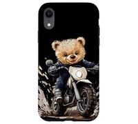 Cavalca con stile con questo costume da orsacchiotto da motocross Custodia per iPhone XR