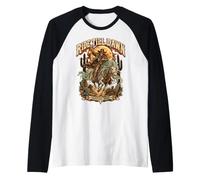 Cavalca Fino all'alba: Cowboy Scheletro e Cavallo Fantasma Maglia con Maniche Raglan