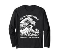 Cavalcare l'onda Chase The Break Surf Ocean Beach Surfer Art Maglia a Manica