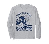 Cavalcare l'onda Chase The Break Surf Ocean Beach Surfer Art Maglia a Manica