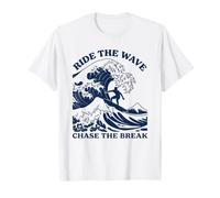 Cavalcare l'onda Chase The Break Surf Ocean Beach Surfer Art Maglietta