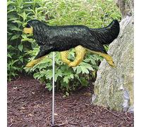 Cavalier King Charles Outdoor Giardino Cane Firmare Dipinto a Mano Figura Nero E