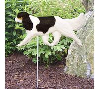 Cavalier King Charles Outdoor Giardino Cane Firmare Mano Dipinta Figura Nero Tri