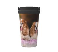 Cavalier King Charles Spaniel Bianco Marrone Cani,Tazza da caffè da 500 ml, bottiglia d'acqua in acciaio inossidabile isolata, tazza da caffè portatile
