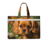 Cavalier King Charles Spaniel Brown Curly Dogs,Borsa portadocumenti in tela con cerniera, borsa a mano, valigetta per scuola e ufficio