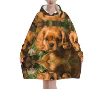 Cavalier King Charles Spaniel Brown Curly Dogs,Felpa con cappuccio oversize da donna, felpa con cappuccio, coperta in flanella