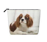Cavalier King Charles Spaniel Brown Spaniel, borsa cosmetica per uso quotidiano borsa per cosmetici in finto lino, borsa da viaggio portatile da viaggio