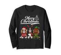 Cavalier King Charles Spaniel Christmas Reindeer Elf Santa Maglia a Manica