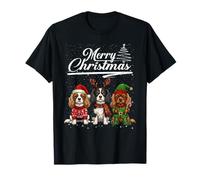 Cavalier King Charles Spaniel Christmas Reindeer Elf Santa Maglietta