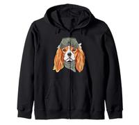Cavalier King Charles Spaniel - Faccia di cane con cappello e bandana Felpa con Cappuccio