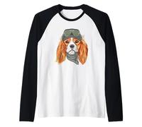 Cavalier King Charles Spaniel - Faccia di cane con cappello e bandana Maglia con Maniche Raglan