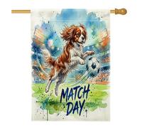 Cavalier King Charles Spaniel Front Yard Backyard Linen Vertical House Flags 28x40 Double Face per esterno, Acquerello Campo di Calcio Casa Stampa Bandiera, Cane Casa Outdoor Pattern Bandiere