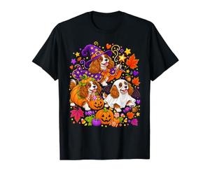 Cavalier King Charles Spaniel Halloween Witch Ghost Pumpkin Maglietta