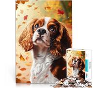 Cavalier King Charles Spaniel in autunno Puzzle da 1000 pezzi per adulti Gioco educativo per famiglie perché è ideale come regalo per tutta la famiglia 38x26cm
