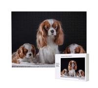 Cavalier King Charles Spaniel madre con cuccioli,Puzzle in legno da 500 pezzi, gioco di famiglia, puzzle per adulti e adolescenti, decorazioni per la casa