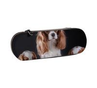 Cavalier King Charles Spaniel Madre con i cuccioli, Astuccio per matite Astuccio per matite in pelle PU Astuccio per penne a matita di grande capacità
