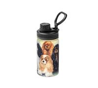 Cavalier King Charles Spaniel nero dorato,Bottiglia d'acqua termica da 12 once, tazza da caffè in acciaio inossidabile, borraccia