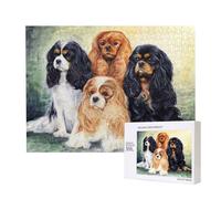 Cavalier King Charles Spaniel Nero Dorato,Puzzle in legno da 500 pezzi, gioco di famiglia, puzzle per adulti e adolescenti, decorazioni per la casa