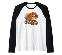 Cavalier King Charles Spaniel Pattinaggio a rotelle Retro Vintage Maglia con Maniche Raglan