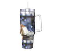 Cavalier King Charles Spaniel Piccolo Spaniel,Tazza Ice Bully da 40 oz con manico, coperchio, cannuccia, in acciaio inossidabile, tazza da caffè per auto.